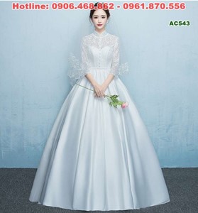Váy cưới công chúa kín đáo, ren sang trọng AC543