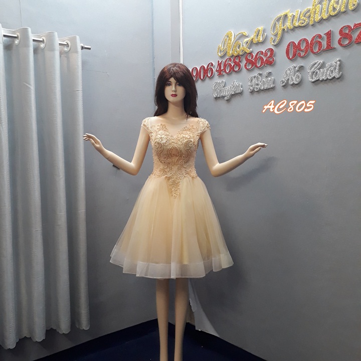 Váy cưới ngăn màu vàng dễ thương AC805