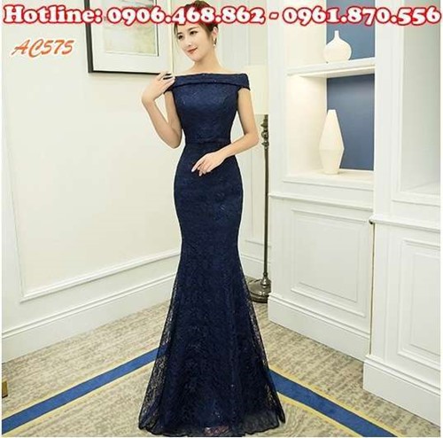Váy cưới đuôi cá màu xanh AC575