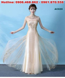 Váy cưới dạ hội kết ren kim tuyến AC620